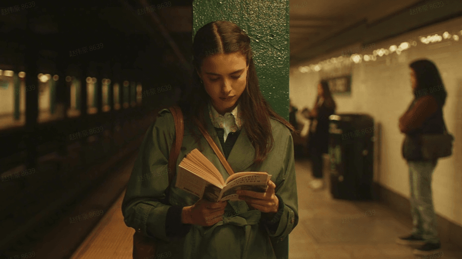 First frame input — girl reading in subway station